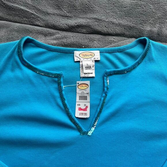 Vintage Y2K Talbot’s Petites blue 3/4 quarter sleeve ribbed top size large - Picture 2 of 6